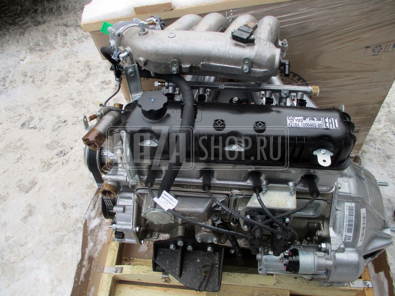Двигатель УМЗ-42164 АИ-92 ГАЗель Бизнес, ЕВРО-4, под ГУР, 1 катушка, поликлин., с гидрокомпенсатор. / 42164.1000402-80